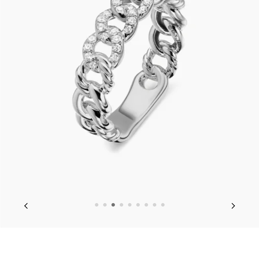 David Yurman Belmont Curb Link Band Ring Sterling Silver Diamonds - Picture 10 of 14